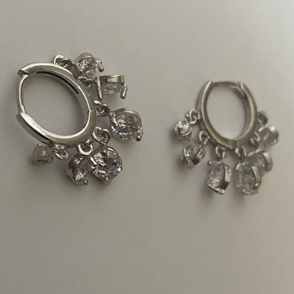 925 Silver chandelier earrings cubic zirconia hoops
